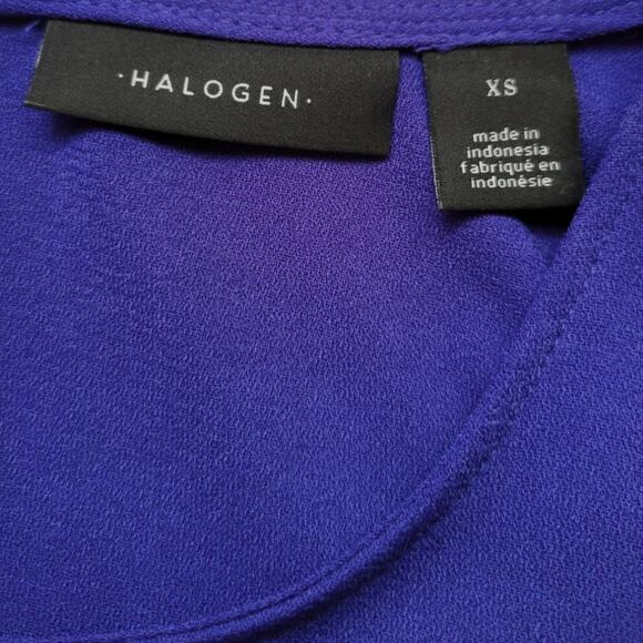 Halogen Blue Sleeveless Crew Neck Zip Back Career Modest Midi Trapeze Dress‎ -XS - Picture 3 of 6